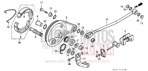 REAR BRAKE PANEL (RF/RG/RH/RJ/RK) CR80RH de 1987